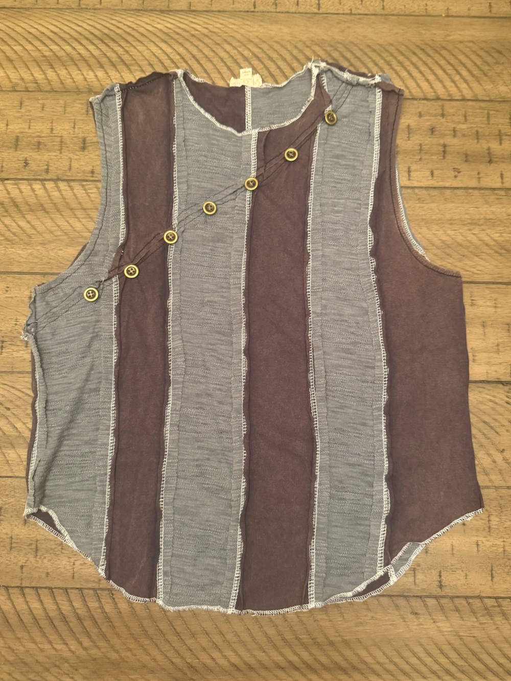 POL Sleeveless Boho Top with Diagonal Button Detailing